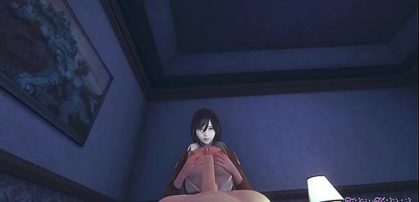  Shingeki no Kyojin Hentai - POV Mikasa boobjob and fucked - Anime Manga Sex Video